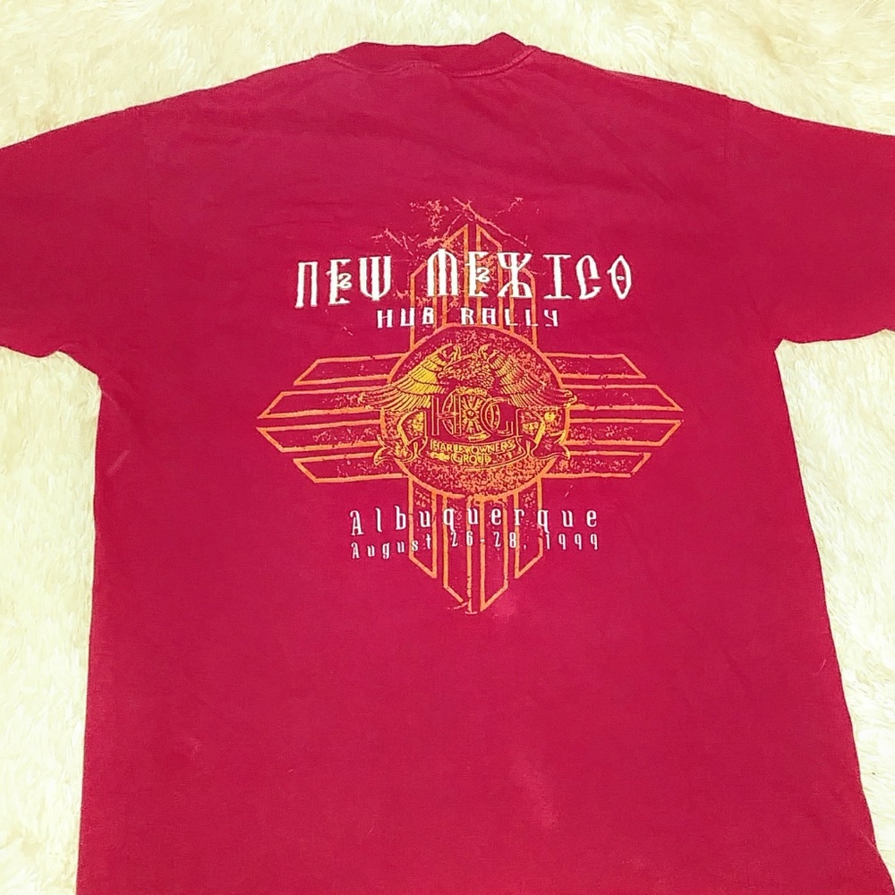 SZ L VINTAGE. 1999 HARLEY T SHIRT RED NEW MEXICO
